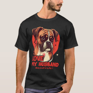 Boxerdog With Hearts I Love My Husband T-Shirt