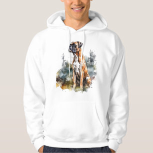 BoxerLoveArt Vibrant Watercolor Painting of Loyal  Hoodie