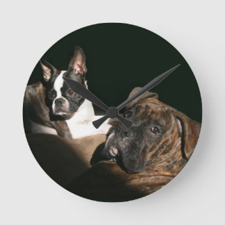 Boxers and Bostons: Awesome Twosome 2 Round Clock