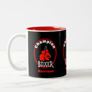 Boxers Boxing Gloves Fun Personalised Two-Tone Coffee Mug