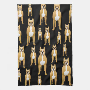 Boxers on Black. Tea Towel