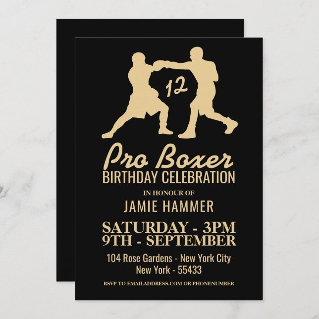 Boxers Silhouette Birthday Party Invitation (Front/Back)