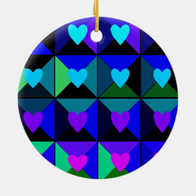 Boxes of Blue Hearts Ceramic Ornament (Back)