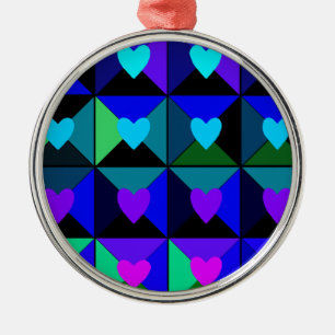 Boxes of Blue Hearts Metal Ornament