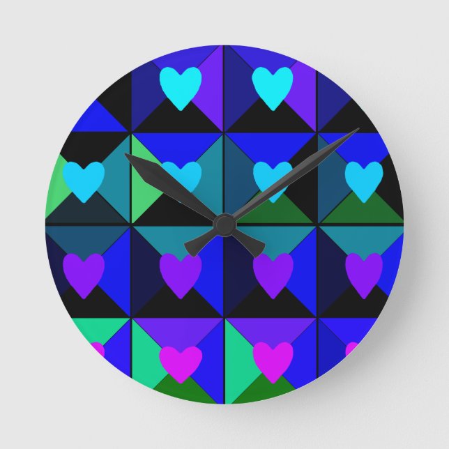 Boxes of Blue Hearts Round Clock (Front)
