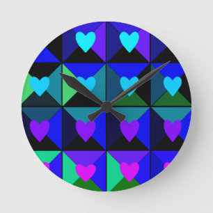 Boxes of Blue Hearts Round Clock
