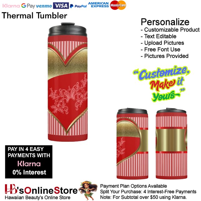 Boxes of Hearts Thermal Tumbler (Boxes of Hearts Beverage Thermal Tumbler Container.)