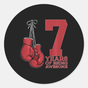 Boxing 7 Years Of Being Awesome Boxer 7th Birthday Classic Round Sticker