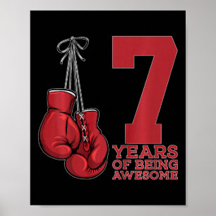 Boxing 7 Years Of Being Awesome Boxer 7th Birthday Poster