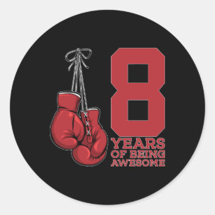 Boxing 8 Years Of Being Awesome Boxer 8th Birthday Classic Round Sticker
