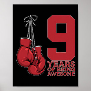 Boxing 9 Years Of Being Awesome Boxer 9th Birthday Poster