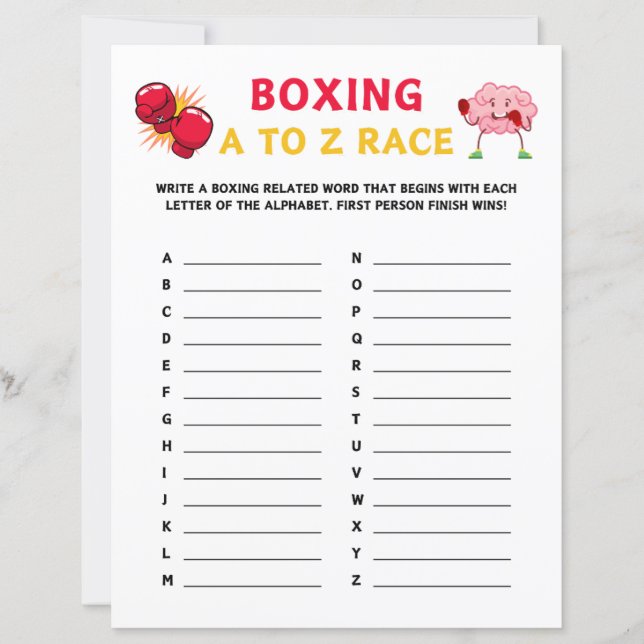 Boxing A To Z Race Game (Front)