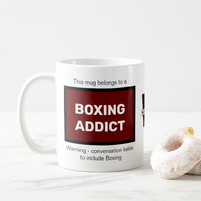Boxing Addict Add Your Name Monogram Initial Coffee Mug (With Donut)