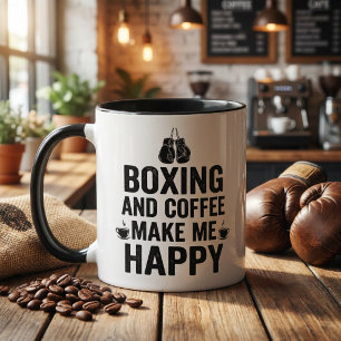 Boxing and Coffee Make Me Happy Funny Boxer Mug