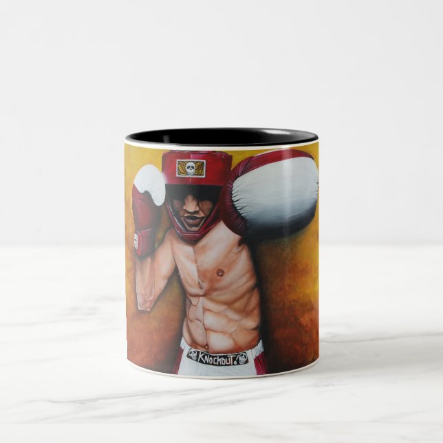 Boxing Art Two-Tone Coffee Mug (Center)