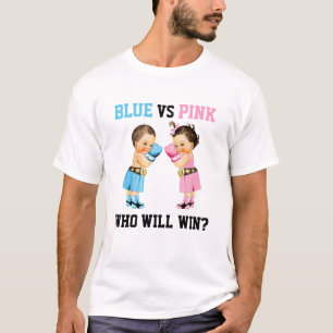 Boxing Babies Boy Girl Gender Reveal Blue or Pink T-Shirt