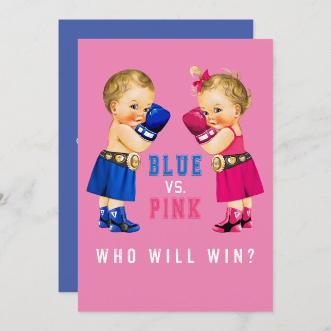 Boxing Babies Gender Reveal Party Invitation (Front/Back)