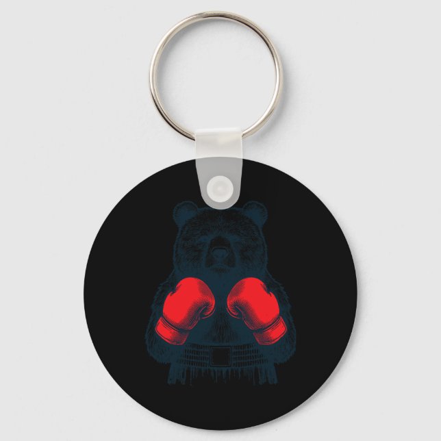 Boxing Bear Fighting Boxer Boxing Lover Gloves Wil Key Ring (Front)