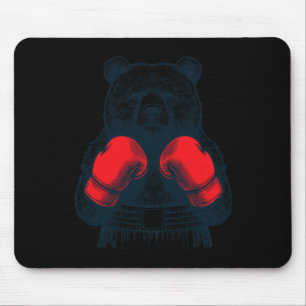 Boxing Bear Fighting Boxer Boxing Lover Gloves Wil Mouse Pad
