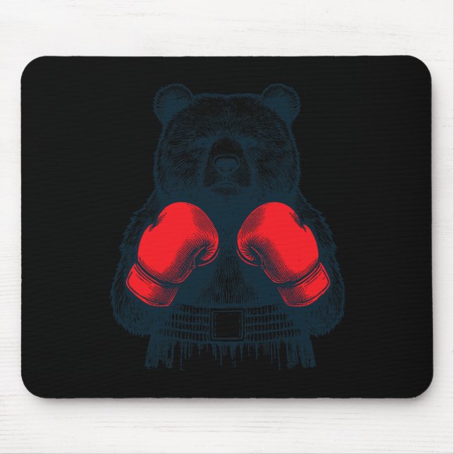 Boxing Bear Fighting Boxer Boxing Lover Gloves Wil Mouse Pad (Front)