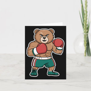 Boxing Bear Funny Tough Fighter Cartoon Card