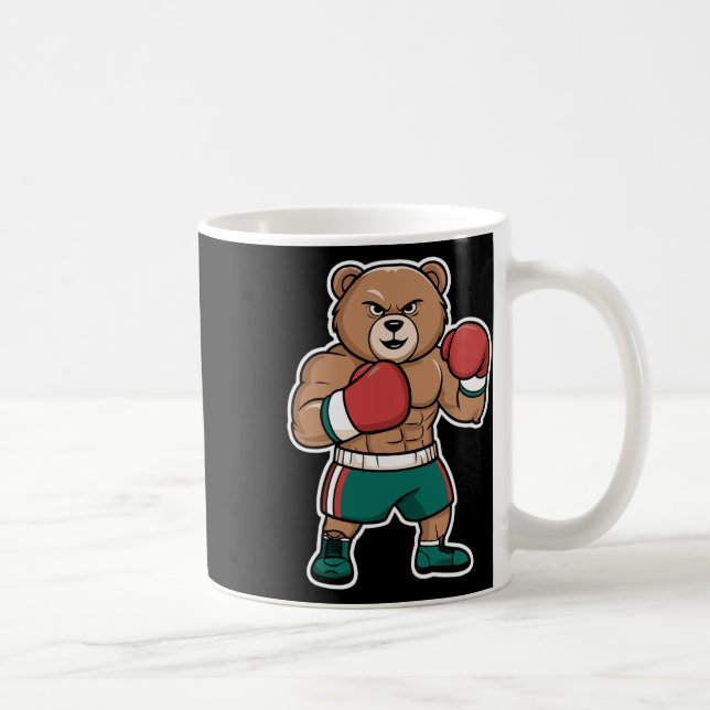 Boxing Bear Funny Tough Fighter Cartoon  Coffee Mug (Right)