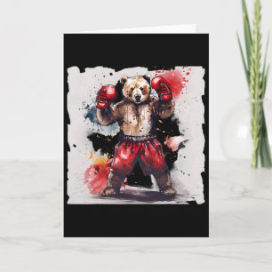 Boxing Bear Lover Boxing Gloves Kickboxing Funny B Card