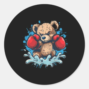 Boxing Bear Lover Boxing Gloves Kickboxing Funny B Classic Round Sticker