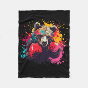 Boxing Bear Lover Boxing Gloves Kickboxing Funny B Fleece Blanket