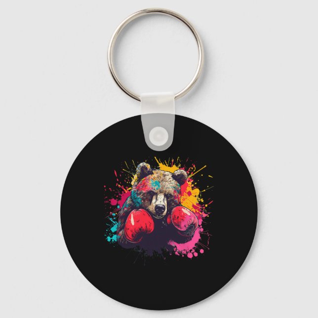 Boxing Bear Lover Boxing Gloves Kickboxing Funny B Key Ring (Front)