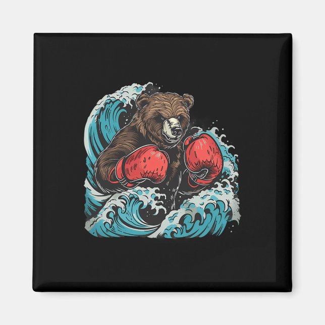 Boxing Bear Lover Boxing Gloves Kickboxing Funny B Magnet (Front)