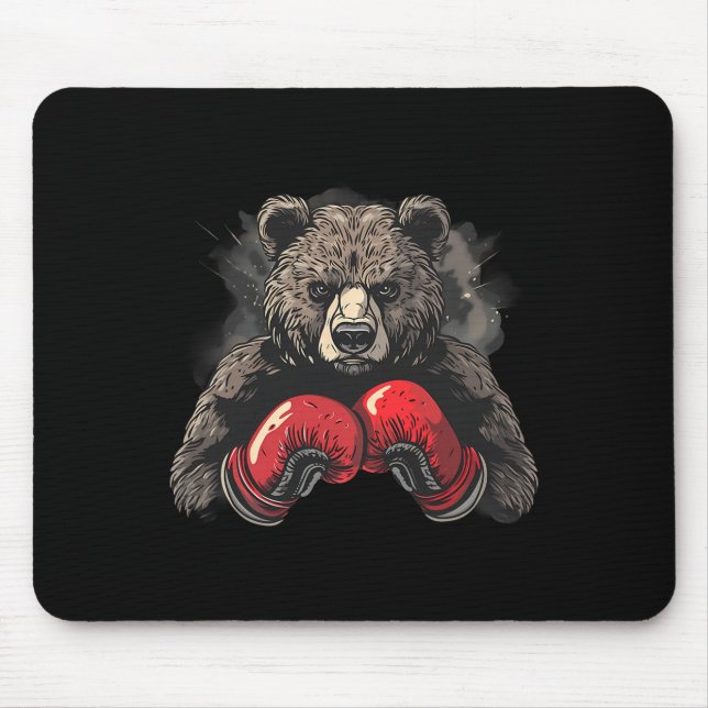 Boxing Bear Lover Boxing Gloves Kickboxing Funny B Mouse Pad (Front)