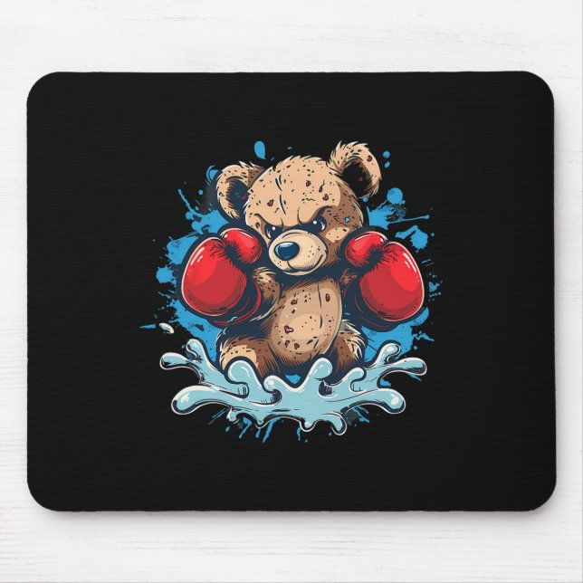 Boxing Bear Lover Boxing Gloves Kickboxing Funny B Mouse Pad (Front)