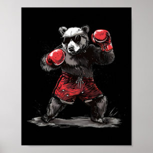 Boxing Bear Lover Boxing Gloves Kickboxing Funny B Poster