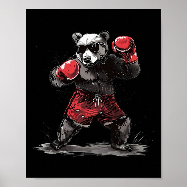 Boxing Bear Lover Boxing Gloves Kickboxing Funny B Poster (Front)