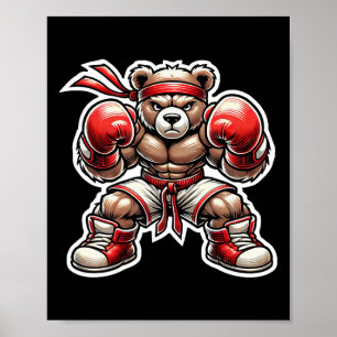 Boxing Bear Martial Arts Street Grizzly Muay Thai Poster