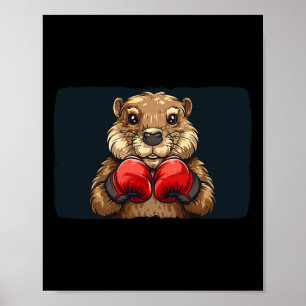 Boxing Beaver Emblem For A Strong And Confident Ap Poster