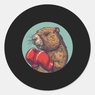 Boxing Beaver With Gloves For A Strong And Vibrant Classic Round Sticker