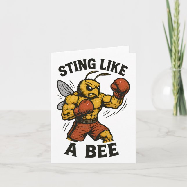 Boxing Bee Sting Like A Bee Kickboxer Powerful Bee Card (Front)