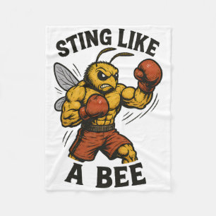 Boxing Bee Sting Like A Bee Kickboxer Powerful Bee Fleece Blanket
