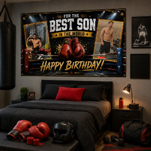 Boxing Birthday Banner for Son Photo Collage Poster