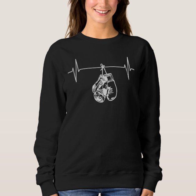Boxing Boxer Boxing Gloves Boxing Gloves Ecg Line Sweatshirt (Front)