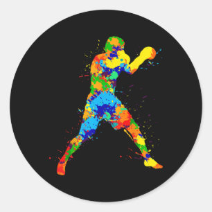 Boxing Boxer Boys Kids Men Classic Round Sticker