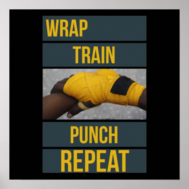 Boxing Boxer Training Quote Wrap Train Repeat Poster (Front)