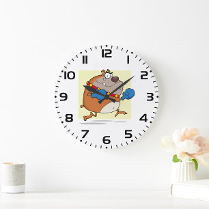 Boxing Bulldog Large Clock