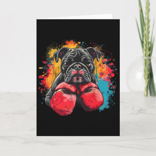 Boxing Bulldog With Boxing Gloves Kickboxing Funny Card