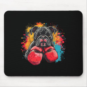 Boxing Bulldog With Boxing Gloves Kickboxing Funny Mouse Pad