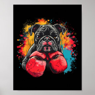 Boxing Bulldog With Boxing Gloves Kickboxing Funny Poster