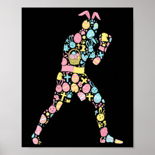 Boxing Bunny Easter Egg Easter Day Womens Mens Kid Poster