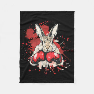Boxing Bunny With Boxing Gloves Kickboxing Funny B Fleece Blanket